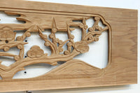 縁起物の木々を描いた上品な面持ちの彫刻欄間素材 EZ2593ab 在庫(a:1 b:1)枚