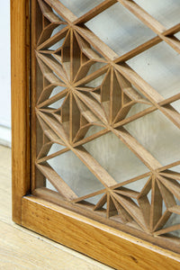 稀少小型サイズ!! 気品漂う組子帯模様で迫力ある両面ガラス入り建具セット EZ2596 在庫4枚1組