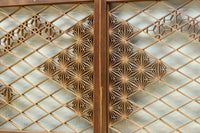 稀少小型サイズ!! 気品漂う組子帯模様で迫力ある両面ガラス入り建具セット EZ2596 在庫4枚1組