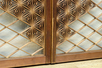 稀少小型サイズ!! 気品漂う組子帯模様で迫力ある両面ガラス入り建具セット EZ2596 在庫4枚1組