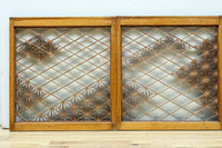 稀少小型サイズ!! 気品漂う組子帯模様で迫力ある両面ガラス入り建具セット EZ2596 在庫4枚1組