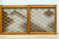 稀少小型サイズ!! 気品漂う組子帯模様で迫力ある両面ガラス入り建具セット EZ2596 在庫4枚1組