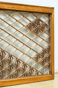 稀少小型サイズ!! 気品漂う組子帯模様で迫力ある両面ガラス入り建具セット EZ2596 在庫4枚1組