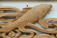 流氷と鯉を躍動感たっぷりに描いた欄間 EZ2600ab 在庫(a:1 b:1)枚