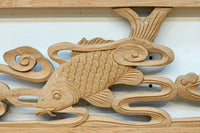 流氷と鯉を躍動感たっぷりに描いた欄間 EZ2600ab 在庫(a:1 b:1)枚