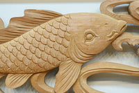 流氷と鯉を躍動感たっぷりに描いた欄間 EZ2600ab 在庫(a:1 b:1)枚