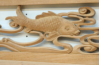 流氷と鯉を躍動感たっぷりに描いた欄間 EZ2600ab 在庫(a:1 b:1)枚