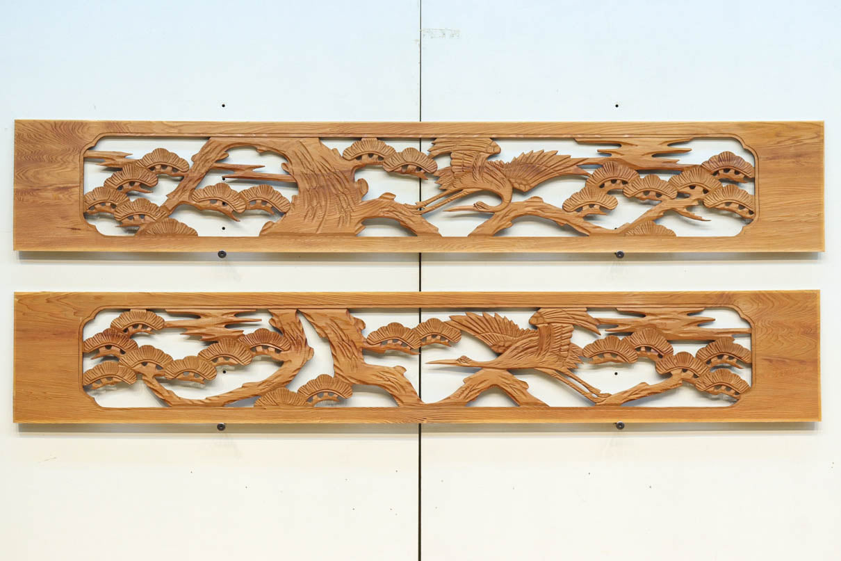 鶴と松　木彫 ひでしな商店 / 鶴と松の彫刻欄間