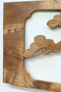 木地色の明るい色合いで気品ある彫刻欄間素材 EZ2719ab 在庫(a:1 b:1)枚