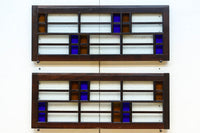 色ガラスがアクセントになるモダンデザインが素敵なガラス入り小型欄間 EZ2748ab 在庫(a:1 b:1)枚