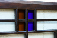 色ガラスがアクセントになるモダンデザインが素敵なガラス入り小型欄間 EZ2748ab 在庫(a:1 b:1)枚