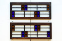 色ガラスがアクセントになるモダンデザインが素敵なガラス入り小型欄間 EZ2748ab 在庫(a:1 b:1)枚