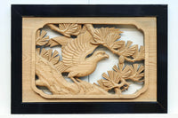 稀少サイズ‼︎見事な枝ぶりの松と鷹の彫刻小型欄間 EZ2809 在庫1枚