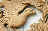 稀少サイズ‼︎見事な枝ぶりの松と鷹の彫刻小型欄間 EZ2809 在庫1枚