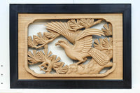 稀少サイズ‼︎見事な枝ぶりの松と鷹の彫刻小型欄間 EZ2809 在庫1枚