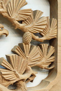 稀少サイズ‼︎見事な枝ぶりの松と鷹の彫刻小型欄間 EZ2809 在庫1枚