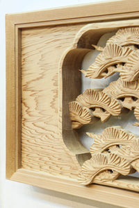 鶴と松を細やかに描いた彫刻欄間 EZ2812ab 在庫(a:1 b:1)枚