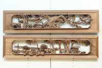 立体感ある梅や菊を華やかに描く彫刻欄間 EZ2814ab 在庫(a:1 b:1)枚