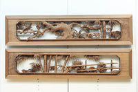 立体感ある梅や菊を華やかに描く彫刻欄間 EZ2814ab 在庫(a:1 b:1)枚