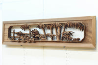 立体感ある梅や菊を華やかに描く彫刻欄間 EZ2814ab 在庫(a:1 b:1)枚