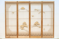 冠雪した富士を望む窓絵の気品ある書院セット EZ2815 在庫4枚1組