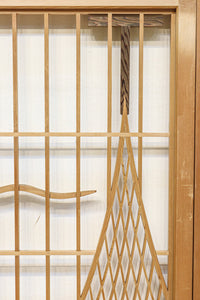 富士の頂と投網装飾が引き立つ風景を描いた書院セット EZ2826 在庫4枚1組