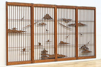 富士山を遠景に湖畔の清閑な風景を描いた書院セット EZ2827 在庫4枚1組