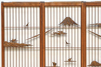 富士山を遠景に湖畔の清閑な風景を描いた書院セット EZ2827 在庫4枚1組