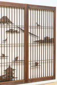 富士山を遠景に湖畔の清閑な風景を描いた書院セット EZ2827 在庫4枚1組