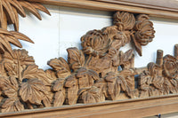 竹と菊を気品良く描いた木地色の欄間 EZ2831 在庫1枚