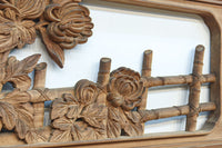 竹と菊を気品良く描いた木地色の欄間 EZ2831 在庫1枚