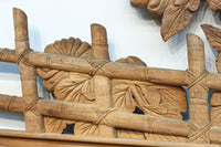 竹と菊を気品良く描いた木地色の欄間 EZ2831 在庫1枚