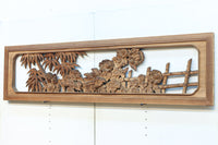 竹と菊を気品良く描いた木地色の欄間 EZ2831 在庫1枚