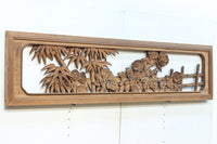 竹と菊を気品良く描いた木地色の欄間 EZ2831 在庫1枚