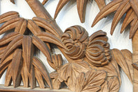 竹と菊を気品良く描いた木地色の欄間 EZ2831 在庫1枚