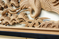 鶴や松竹梅を描いた華やかな眺めの深彫り欅彫刻欄間 EZ2833ab 在庫(a:1 b:1)枚