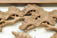 鶴や松竹梅を描いた華やかな眺めの深彫り欅彫刻欄間 EZ2833ab 在庫(a:1 b:1)枚