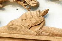 鶴や松竹梅を描いた華やかな眺めの深彫り欅彫刻欄間 EZ2833ab 在庫(a:1 b:1)枚