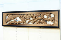 鶴や松竹梅を描いた華やかな眺めの深彫り欅彫刻欄間 EZ2833ab 在庫(a:1 b:1)枚