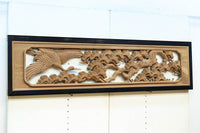 鶴や松竹梅を描いた華やかな眺めの深彫り欅彫刻欄間 EZ2833ab 在庫(a:1 b:1)枚