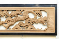 鶴や松竹梅を描いた華やかな眺めの深彫り欅彫刻欄間 EZ2833ab 在庫(a:1 b:1)枚