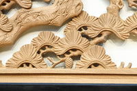 鶴や松竹梅を描いた華やかな眺めの深彫り欅彫刻欄間 EZ2833ab 在庫(a:1 b:1)枚