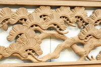 鶴や松竹梅を描いた華やかな眺めの深彫り欅彫刻欄間 EZ2833ab 在庫(a:1 b:1)枚