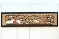 鶴や松竹梅を描いた華やかな眺めの深彫り欅彫刻欄間 EZ2833ab 在庫(a:1 b:1)枚