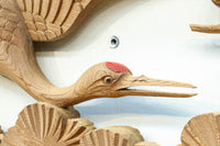 鶴や松竹梅を描いた華やかな眺めの深彫り欅彫刻欄間 EZ2833ab 在庫(a:1 b:1)枚