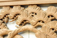 鶴や松竹梅を描いた華やかな眺めの深彫り欅彫刻欄間 EZ2833ab 在庫(a:1 b:1)枚