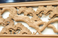 鶴や松竹梅を描いた華やかな眺めの深彫り欅彫刻欄間 EZ2833ab 在庫(a:1 b:1)枚