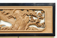 鶴や松竹梅を描いた華やかな眺めの深彫り欅彫刻欄間 EZ2833ab 在庫(a:1 b:1)枚