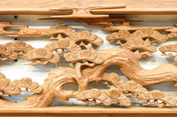 優しく温かみある色彩で鶴と松の彫刻装飾が映える深彫り彫刻欄間 EZ2834ab 在庫(a:1 b:1)枚