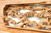 優しく温かみある色彩で鶴と松の彫刻装飾が映える深彫り彫刻欄間 EZ2834ab 在庫(a:1 b:1)枚